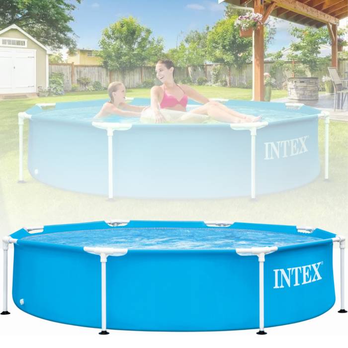 Каркасний круглий басейн Intex 28205 на 1828 л для заміського будинку 244 х 244 х 51 см Синій