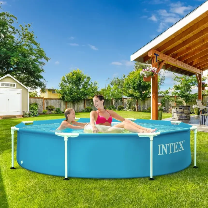Каркасний круглий басейн Intex 28205 на 1828 л для заміського будинку 244 х 244 х 51 см Синій