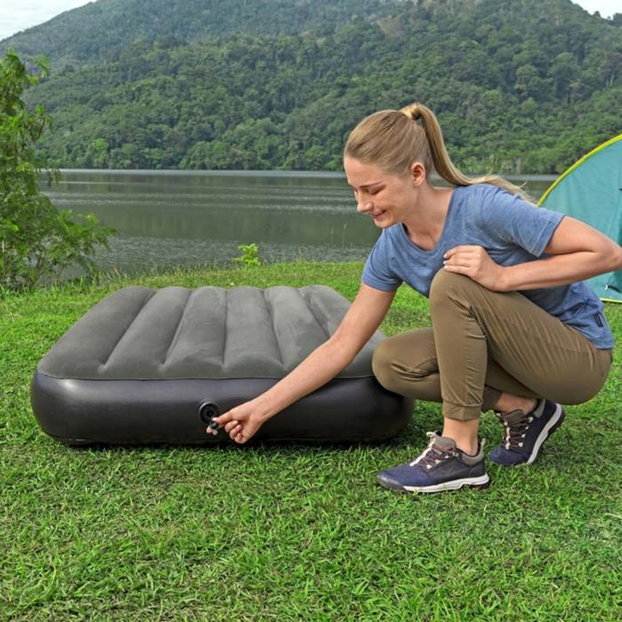 Односпальний надувний флокований матрац Bestway 6713L без насоса 188x99x25 см Зелений