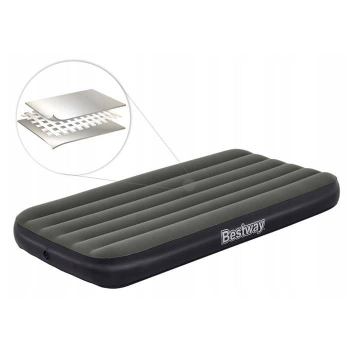 Односпальний надувний флокований матрац Bestway 6713L без насоса 188x99x25 см Зелений