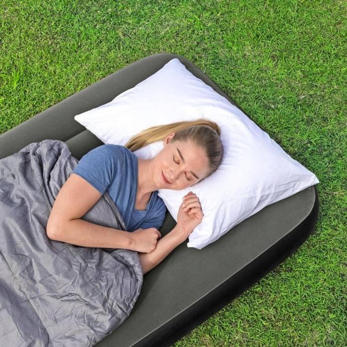 Односпальний надувний флокований матрац Bestway 6713L без насоса 188x99x25 см Зелений