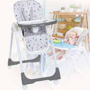 Високий дитячий пластиковий стільчик для годування з тацею Bambi M 5673-11 Сірий Високий дитячий пластиковий стільчик для годування з тацею Bambi M 5673-11 Сірий