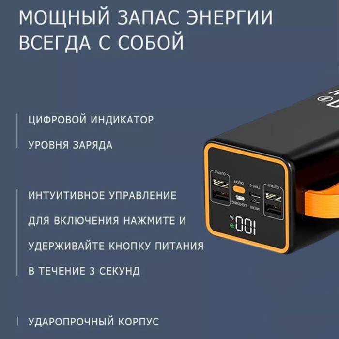 Повербанк на 100 000 mAh зі швидким заряджанням і світлодіодною підсвіткою