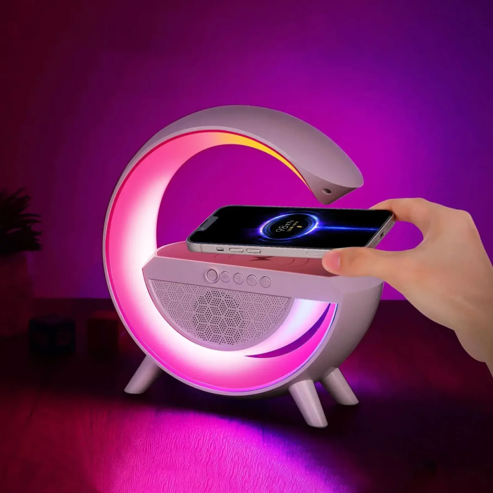 Бездротова розумна Bluetooth колонка з нічником та зарядкою телефону W47 Зарядна станція з динаміком
