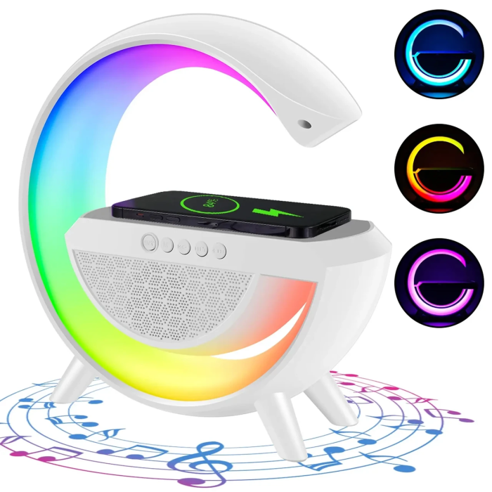Бездротова розумна Bluetooth колонка з нічником та зарядкою телефону W47 Зарядна станція з динаміком