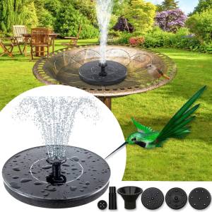 Плаваючий садовий фонтан із сонячною панеллю та різними насадками Solar Fountain