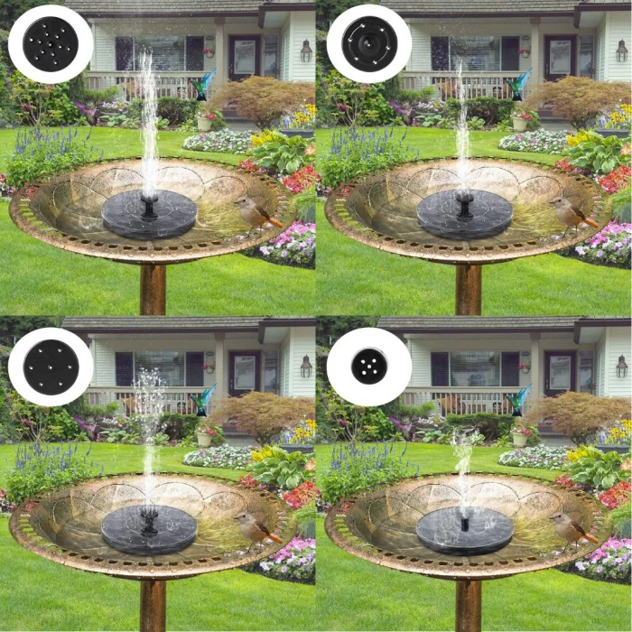 Плаваючий садовий фонтан із сонячною панеллю та різними насадками Solar Fountain
