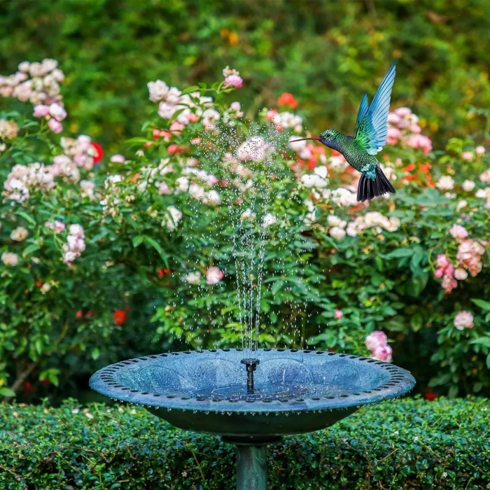 Плаваючий садовий фонтан із сонячною панеллю та різними насадками Solar Fountain
