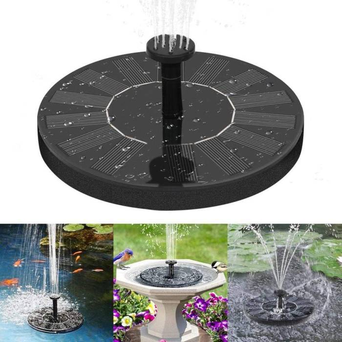 Плаваючий садовий фонтан із сонячною панеллю та різними насадками Solar Fountain