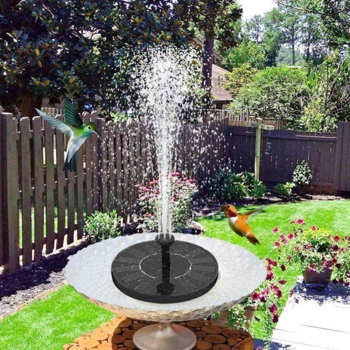 Плаваючий садовий фонтан із сонячною панеллю та різними насадками Solar Fountain