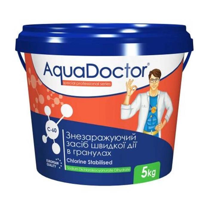 Шоковий хлор для басейну 5 кг Aquadoctor C-60 Активний хлор для басейну