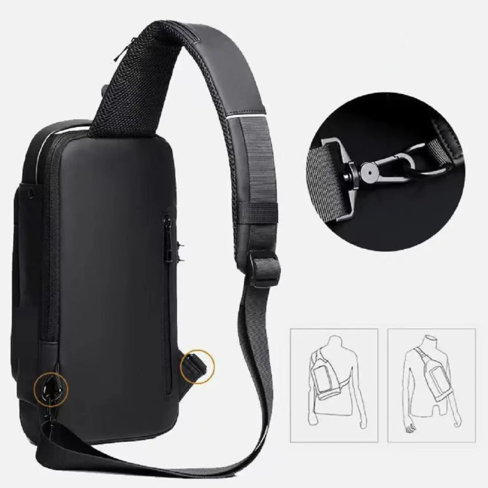 Сумка чоловіча XIO Fashion із USB зарядкою та кодовим замком Чорна