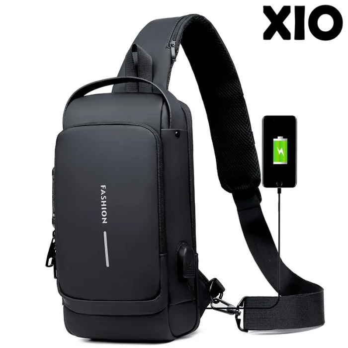 Сумка чоловіча XIO Fashion із USB зарядкою та кодовим замком Чорна