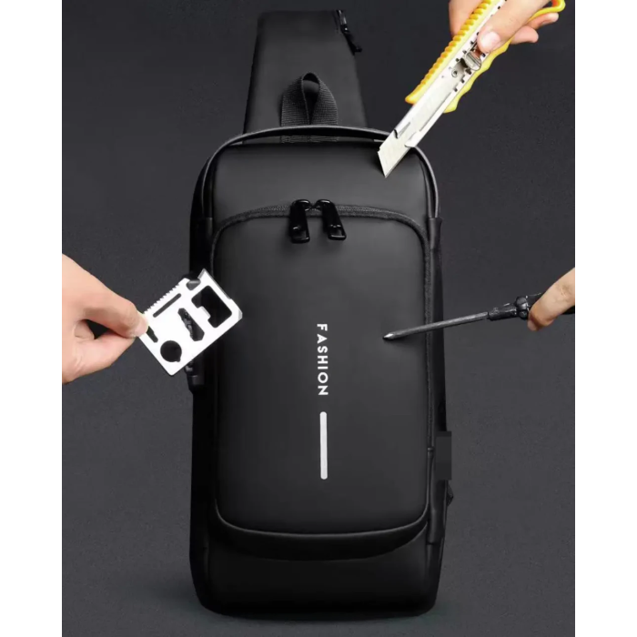 Сумка чоловіча XIO Fashion із USB зарядкою та кодовим замком Чорна