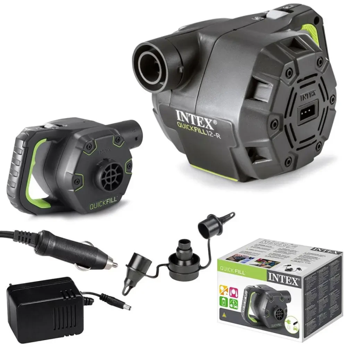 Акумуляторний насос 12V від прикурювача для надувних виробів Intex 66642 Чорний Електричний насос 220V