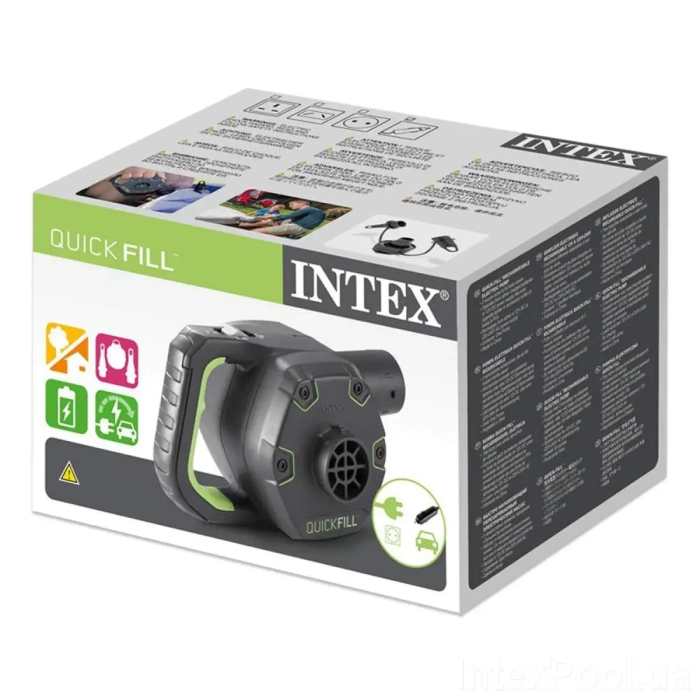 Акумуляторний насос 12V від прикурювача для надувних виробів Intex 66642 Чорний Електричний насос 220V