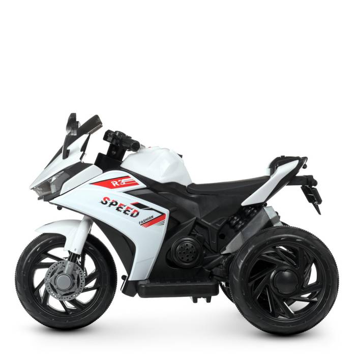 Триколісний дитячий мотоцикл на акумуляторі Yamaha з музикою та світловими ефектами Bambi M 4622-1 Білий