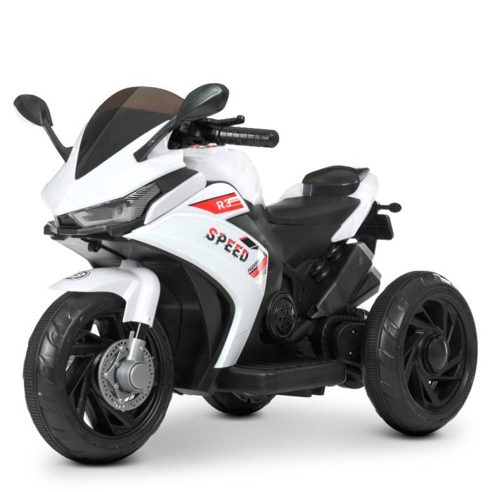 Триколісний дитячий мотоцикл на акумуляторі Yamaha з музикою та світловими ефектами Bambi M 4622-1 Білий
