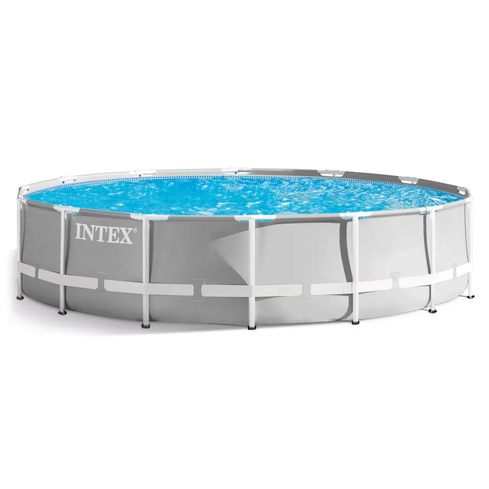 Каркасний круглий басейн підстилкою 427x107 см Intex 26720 з фільтром та сходами на 12706 л сірий