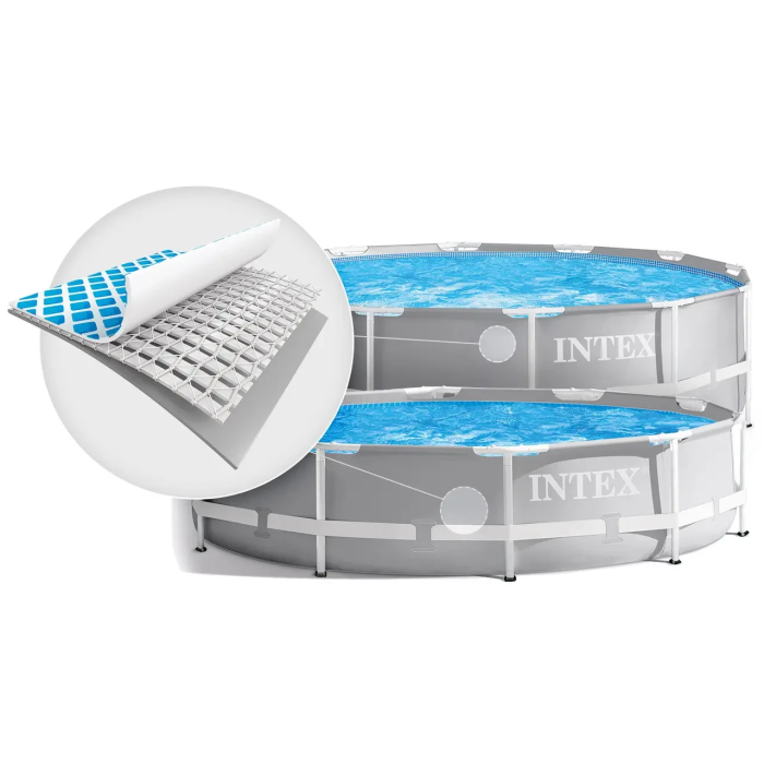 Каркасний круглий басейн підстилкою 427x107 см Intex 26720 з фільтром та сходами на 12706 л сірий