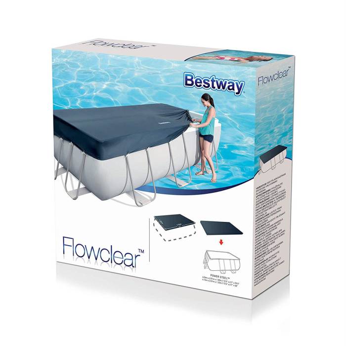 Захисний тент чохол для каркасного прямокутного басейну Bestway 412 х 201 см 58232