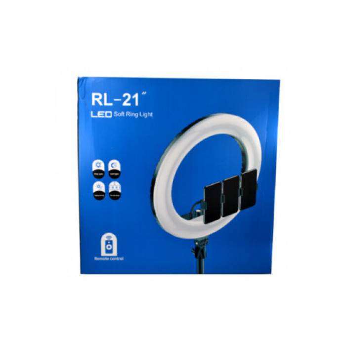 Кільцева LED лампа 55 см 3 кріпленнями та пультом із сумкою RL-21 для телефону кільце для блогерів