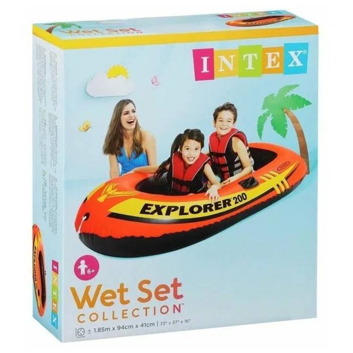 Двомісний надувний човен Intex Explorer 58330 185х94х41 см для дітей та дорослих