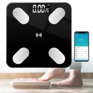 Фітнес ваги підлогові з мобільним додатком та Bluetooth EL-2353 Чорні До 180 кг