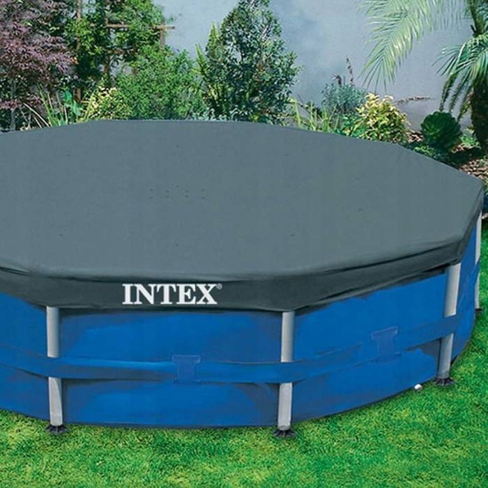 Захисний тент чохол для каркасного круглого басейну на 305 x 305 см Intex 28030 Синій