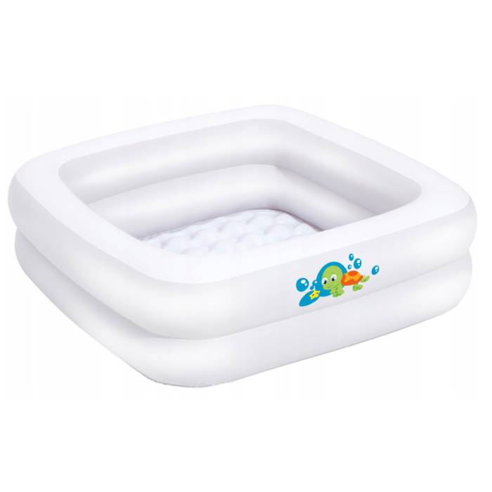Дитячий надувний басейн для діток з надувною підлогою на 86 х 86 х 25 см на 2 кільця та 84 л Bestway 51116 Білий