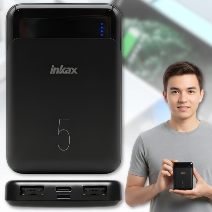 Повербанк 5000 mAh с LED-индикатором заряда и входами Micro-USB | Type-C INKAX PB-09