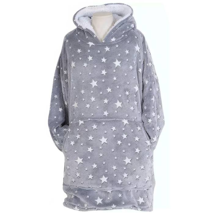 Светящаяся толстовка с рукавами и капюшоном Huggle Hoodie Stars Lumi 80х80см Толстовка со светящимися звездами