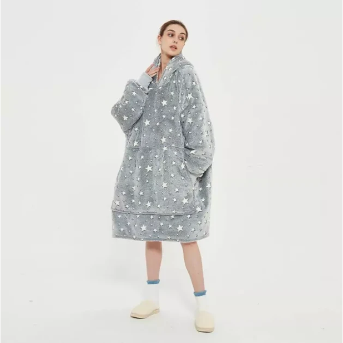 Светящаяся толстовка с рукавами и капюшоном Huggle Hoodie Stars Lumi 80х80см Толстовка со светящимися звездами