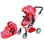 Детская коляска-трансформер 2 в 1 для кукол с люлькой-переноской Melogo 9695 Красный