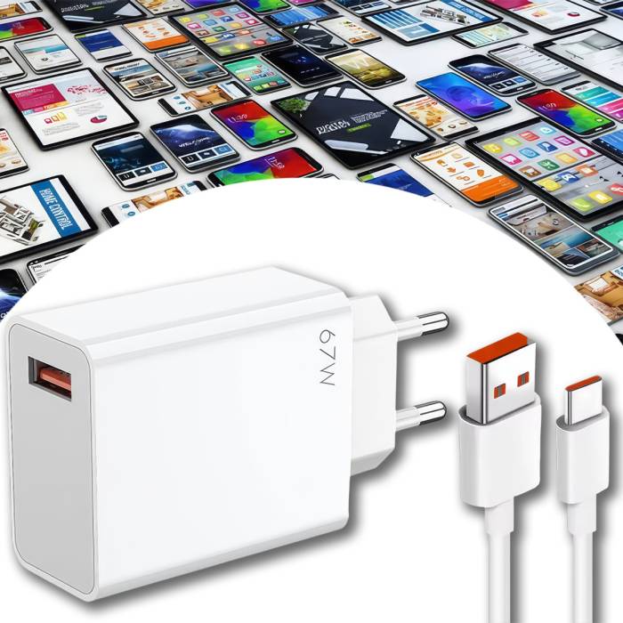 Сетевое зарядное устройство 5V 67W с кабелем USB Type-C Белое