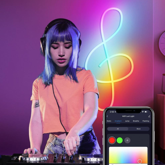Светодиодная лента 10 м с пультом и управлением через приложение LED Neon RGB USB
