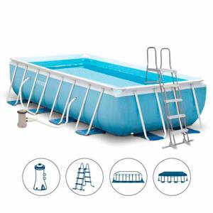 Каркасный прямоугольный бассейн Intex 488х244х107 см 26792 с лестницей и фильтром на 10874 л голубой Каркасный прямоугольный бассейн Intex 488х244х107 см 26792 с лестницей и фильтром на 10874 л голубой