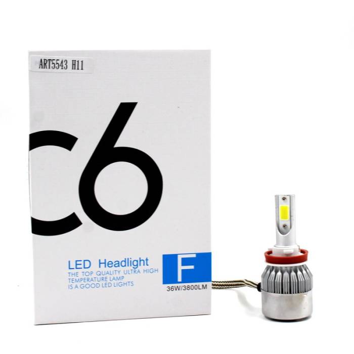 Комплект автомобильных светодиодных LED ламп с охлаждением С6 LED H11 LED лампы для авто на фары 3800Лм