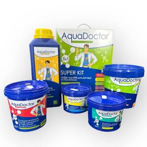 Набір стартової хімії для басейну 5 в 1 AquaDoctor Super Kit Універсальний набір хімії для басейну Набір стартової хімії для басейну 5 в 1 AquaDoctor Super Kit Універсальний набір хімії для басейну