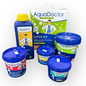 Набір хімії 5в1 для басейну AquaDoctor Super Kit Універсальний набір хімії для басейну Набір хімії 5в1 для басейну AquaDoctor Super Kit Універсальний набір хімії для басейну