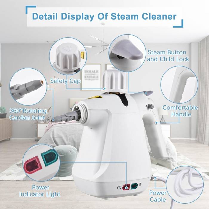 Многофункциональный пароочиститель с разными насадками Steam Cleaner 1000Вт Электрический пароочиститель