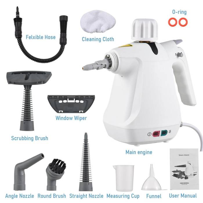Многофункциональный пароочиститель с разными насадками Steam Cleaner 1000Вт Электрический пароочиститель