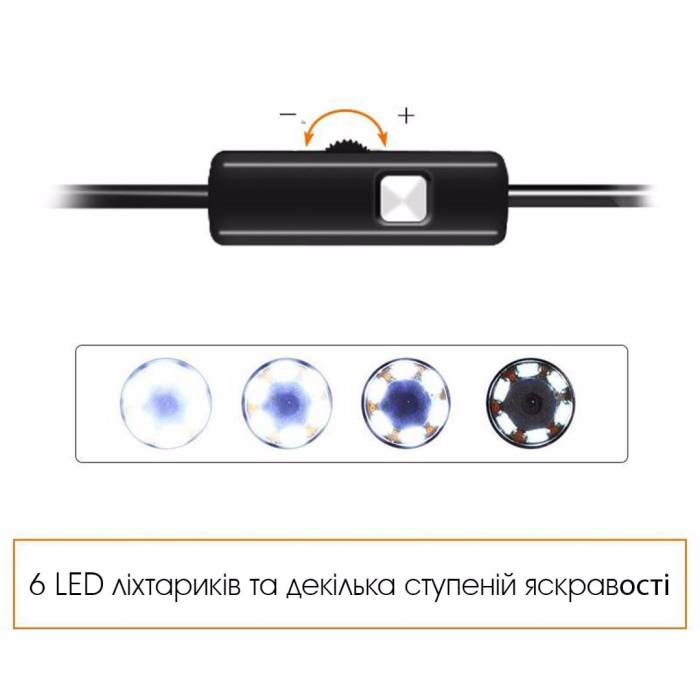 Эндоскоп с камерой и Micro-USB на 2 метра и LED подсветкой на 7 мм Гибкий эндоскоп с зеркалом и магнитом