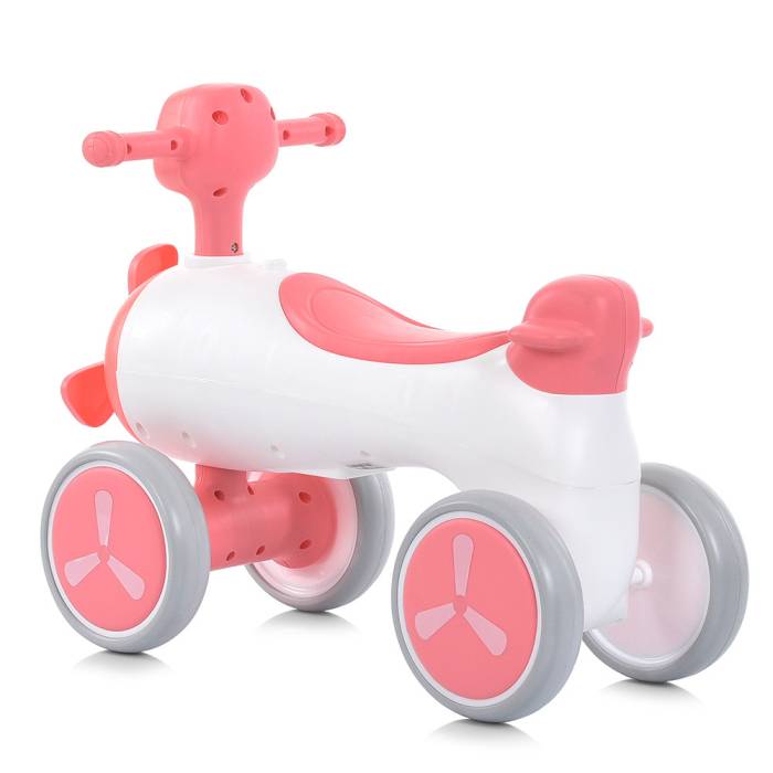 Каталка-толокар Самолетик с подсветкой и музыкой на четырех колесах Bambi M 5854E-8 Розовый
