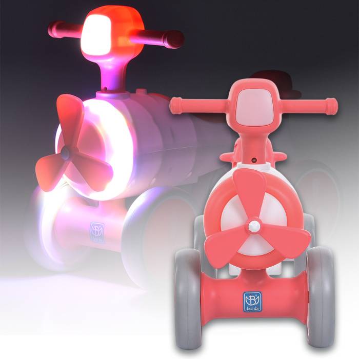Каталка-толокар Самолетик с подсветкой и музыкой на четырех колесах Bambi M 5854E-8 Розовый