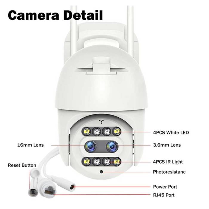 Уличная камера видеонаблюдения HD1080P 2 мп WiFi TZ Outdoor Camera CF26 / Поворотная камера наблюдения