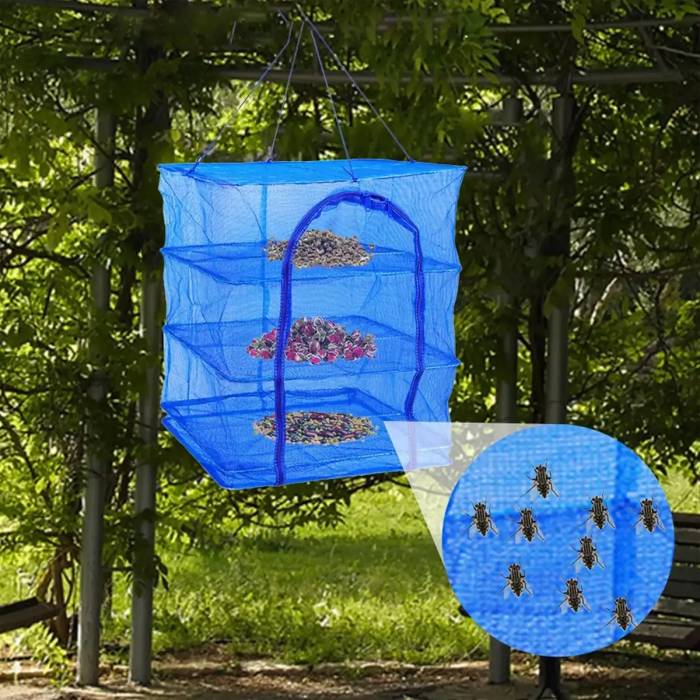 Корзина-сетка для сушки рыбы грибов и фруктов 35х35х75 см Подвесная складная сушилка для продуктов