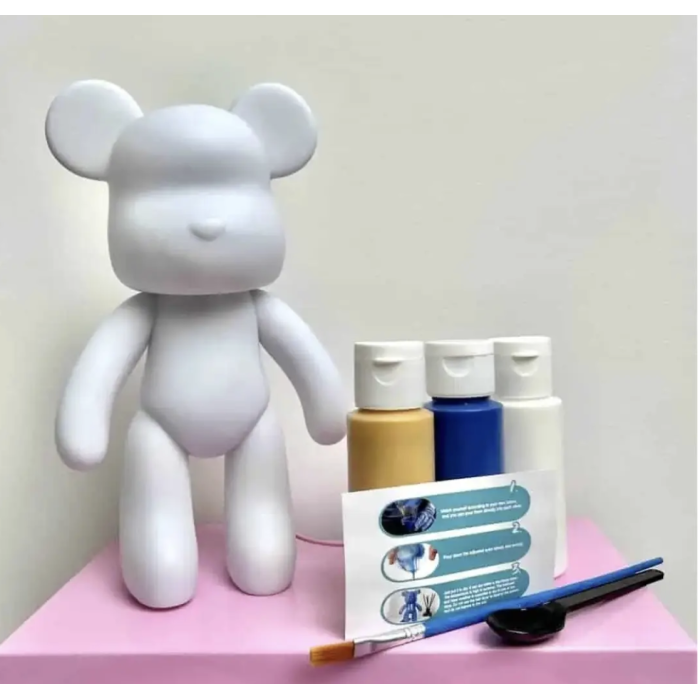 Набор для творчества с красками Медвежонок 23 см BOSHO Bear YELLOW Флюидный Мишка и 3 краски в комплекте