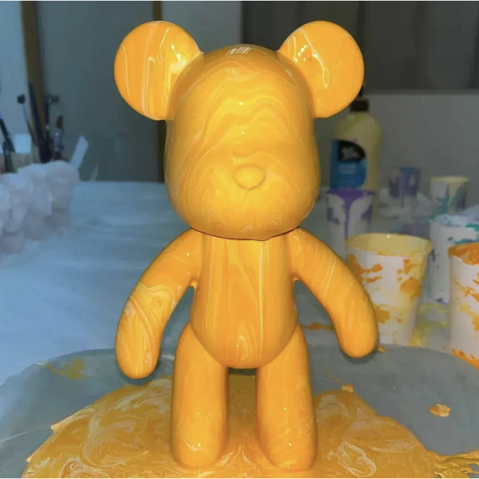 Набор для творчества с красками Медвежонок 23 см BOSHO Bear YELLOW Флюидный Мишка и 3 краски в комплекте