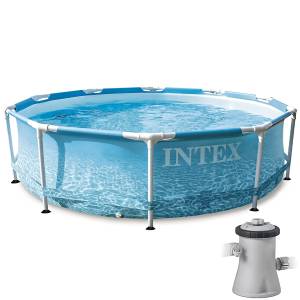 Сборный бассейн круглый каркасный Intex 28208 с фильтр-насосом с картриджем 305x76 см на 4485 л голубой Сборный бассейн круглый каркасный Intex 28208 с фильтр-насосом с картриджем 305x76 см на 4485 л голубой